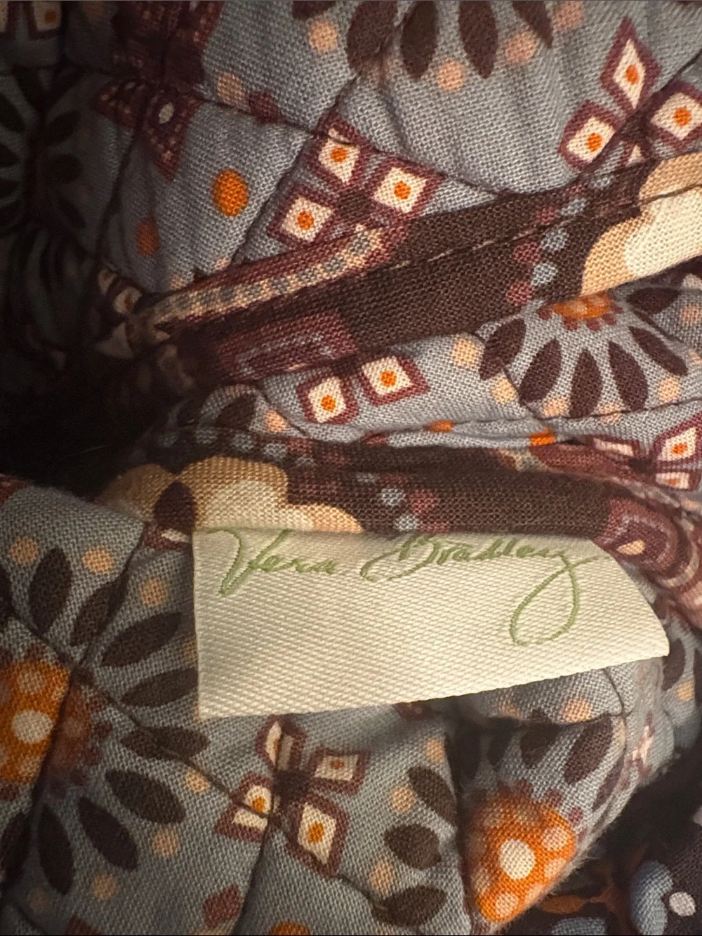 Vera Bradley Brown Floral Quilted Tote and Cosmetic Bag Set